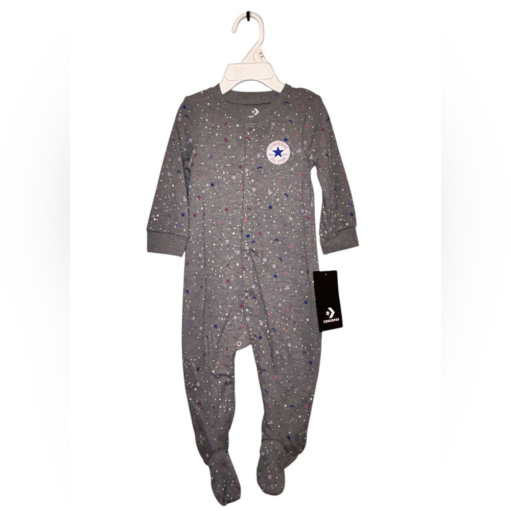 Converse Dark Grey Heather Footies One Piece with All Star Logo ⭐️ Chuck Taylor